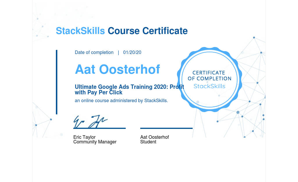 Aat Oosterhof GOOGLE Ultimate Google Ads Training 2020: Profit with Pay Per Click - StackSkills